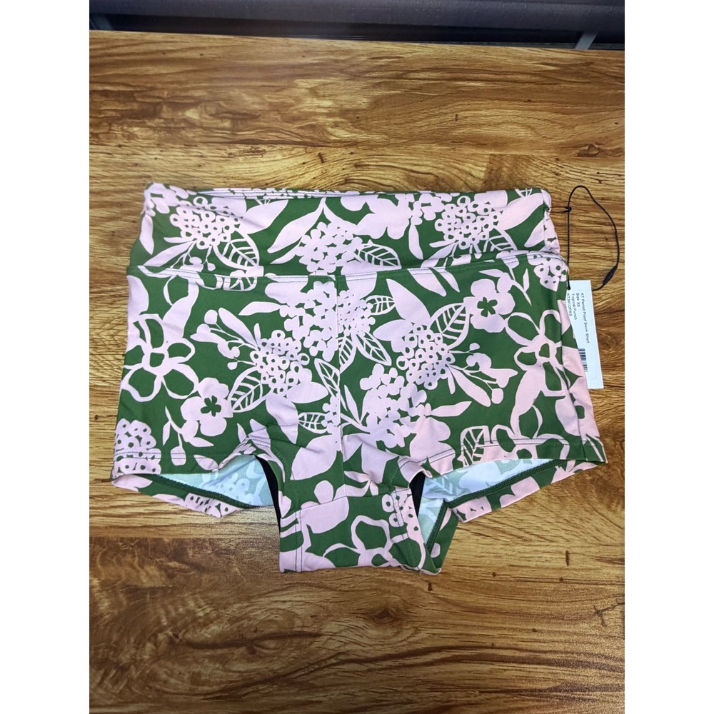 KT by Knix Period Proof Swim Short Tropical Punch Floral Green Pink XS